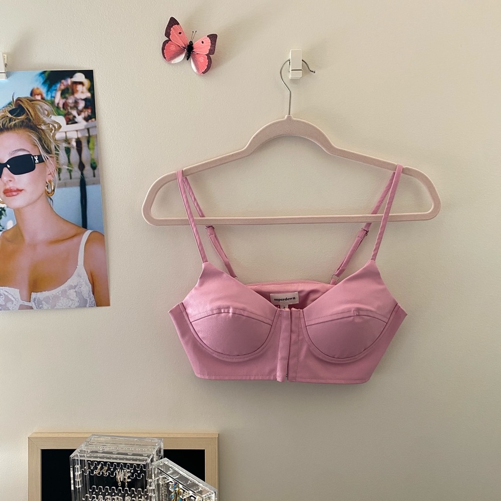 Superdown pink crop top bustier